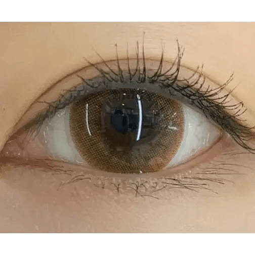 Olens Romantico 3 Color Brown — single-eye close-up showing the contact lens appearance
