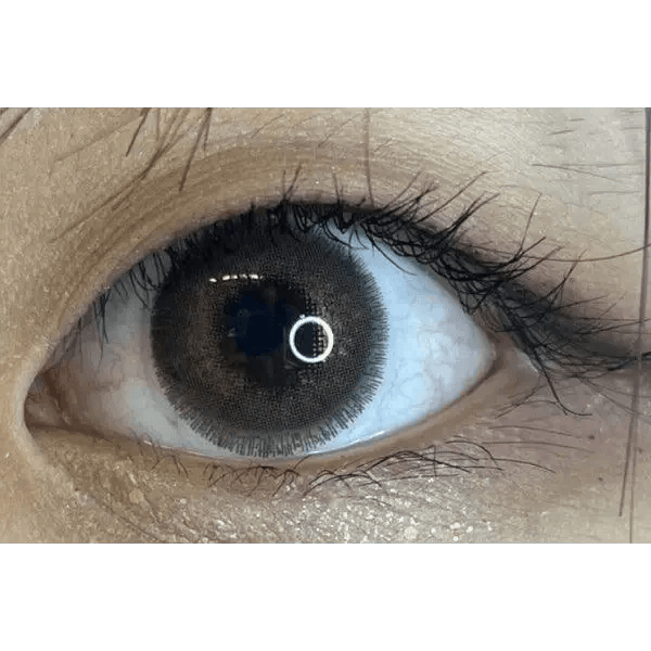 LensTown Rose Swan Brown Topaz — single-eye close-up showing the contact lens appearance