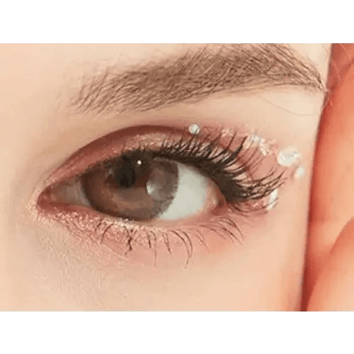 LensTown Rose Swan Brown Topaz — single-eye close-up showing the contact lens appearance
