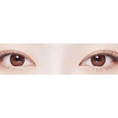 LensVery Rosee Romantic Brown — both eyes wearing the contact lenses
