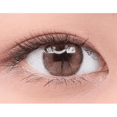 i-DOL Roze Airy Beige Brown — single-eye close-up showing the contact lens appearance