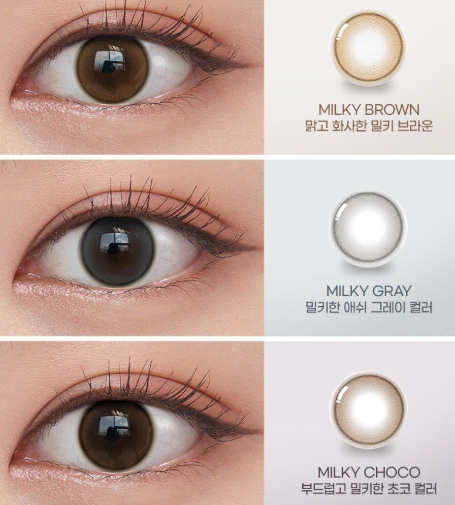 Olens Shine Touch Milky Choco colored contact lens, 12.7mm graphic diameter, Monthly wear
