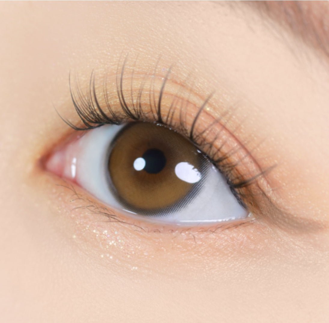 i-DOL Yurial Max Water Brown colored contact lens, 13.3mm graphic diameter, Monthly wear